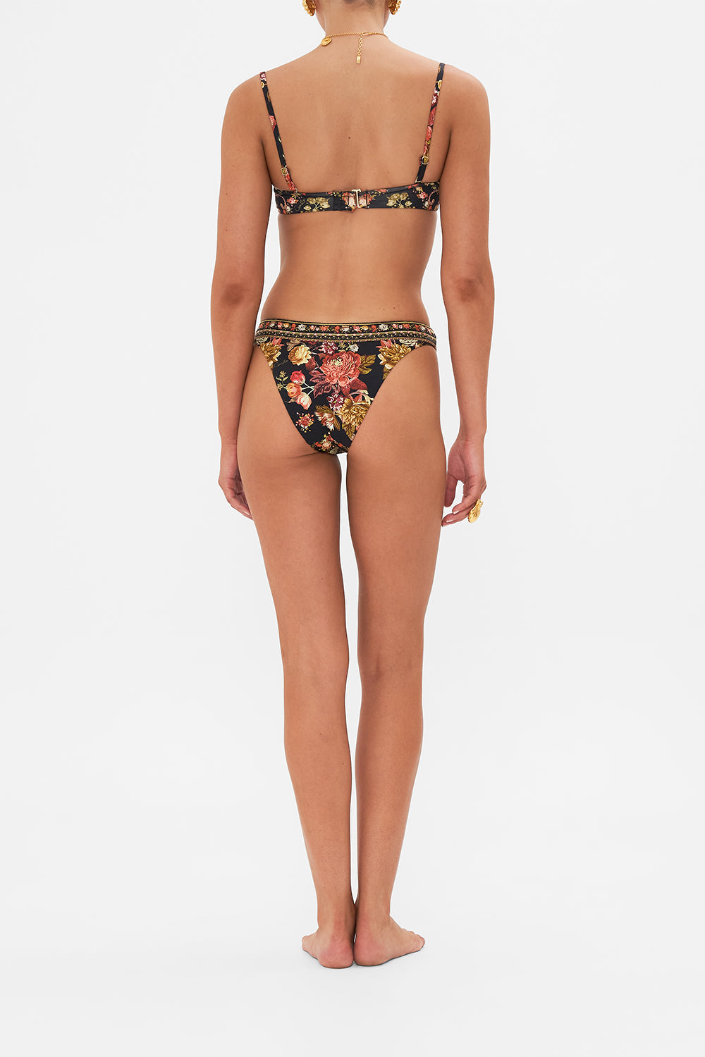 The CAMILLA PLUNGE FRONT HALTER ONE PIECE  WITH TRIM CAT WORSHIP in our CAT WORSHIP print.