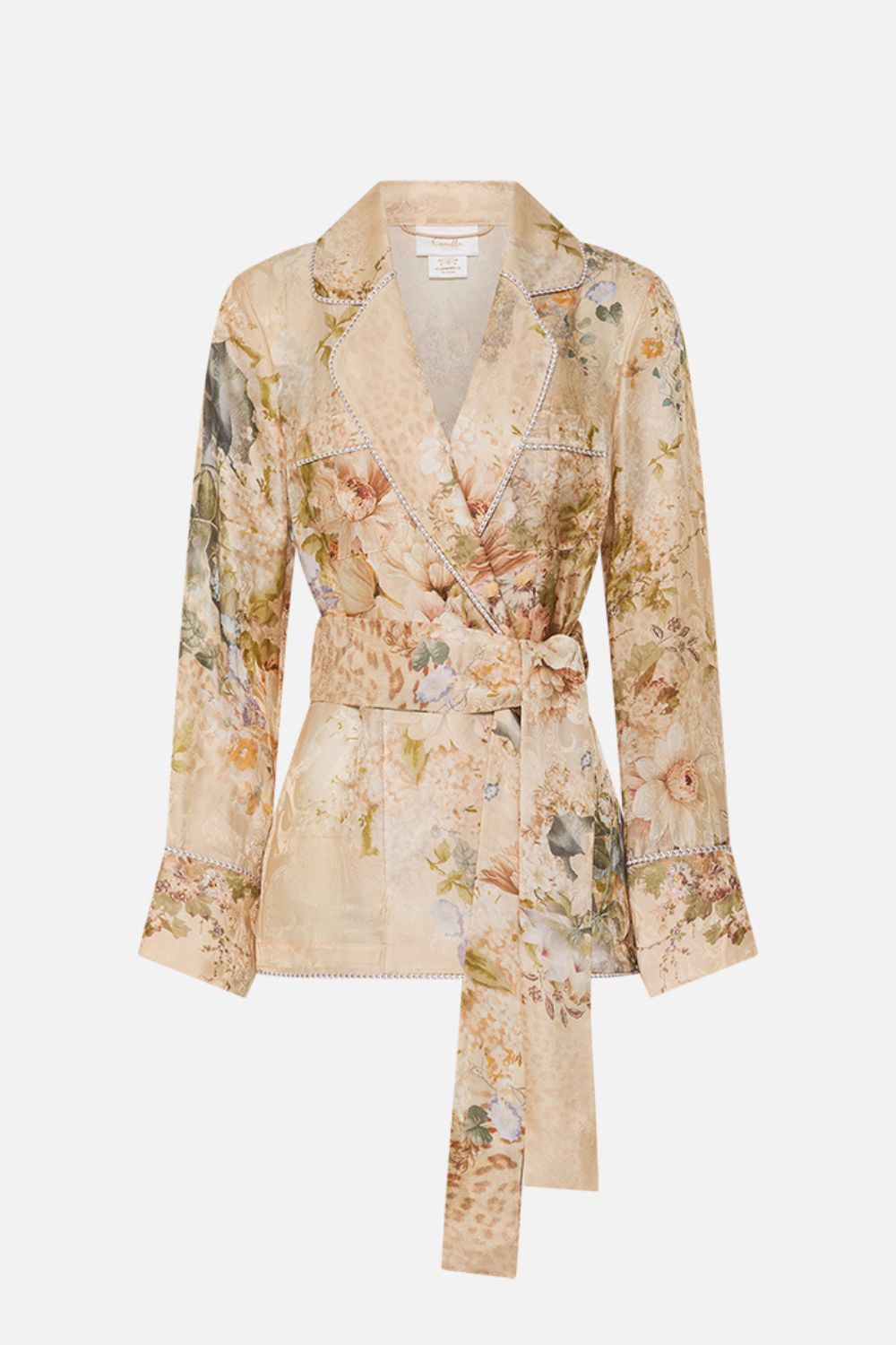 CAMILLA Pajama Suit Jacket in Adorned in Antiquity print. 
