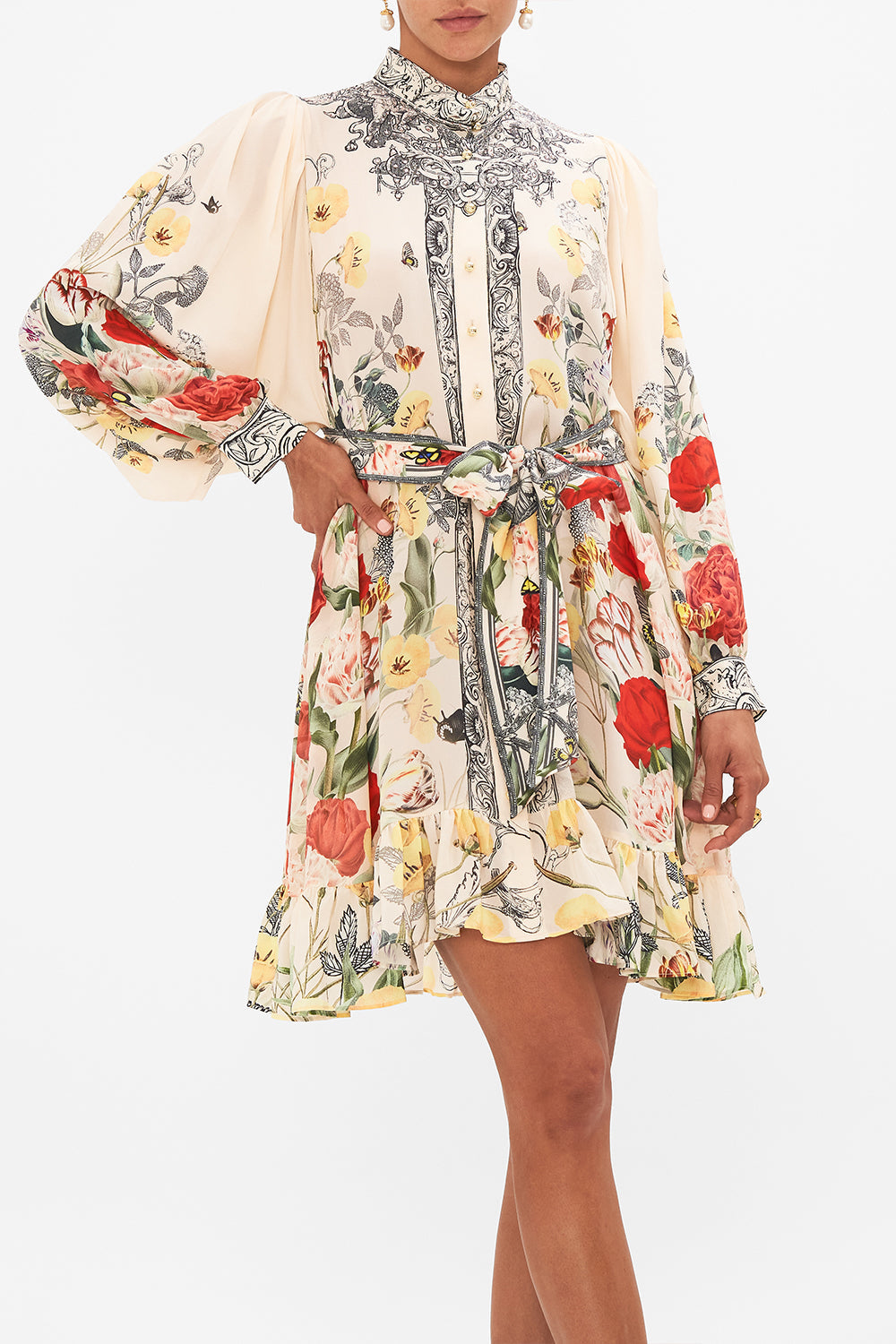 CAMILLA multi Drop Sleeve Shirt Dress in Etched into Eternity