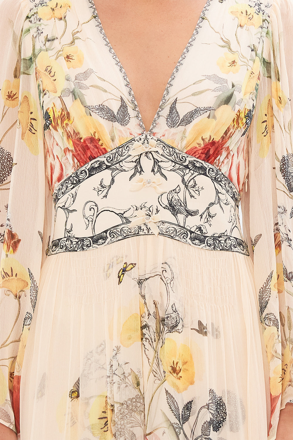 CAMILLA multi flared sleeve dress in Etched into Eternity