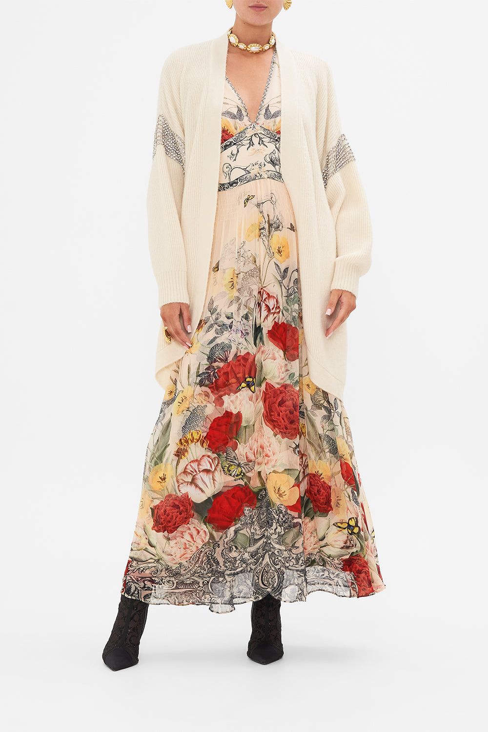 CAMILLA silk floral print dress in Etched Into Eternity print