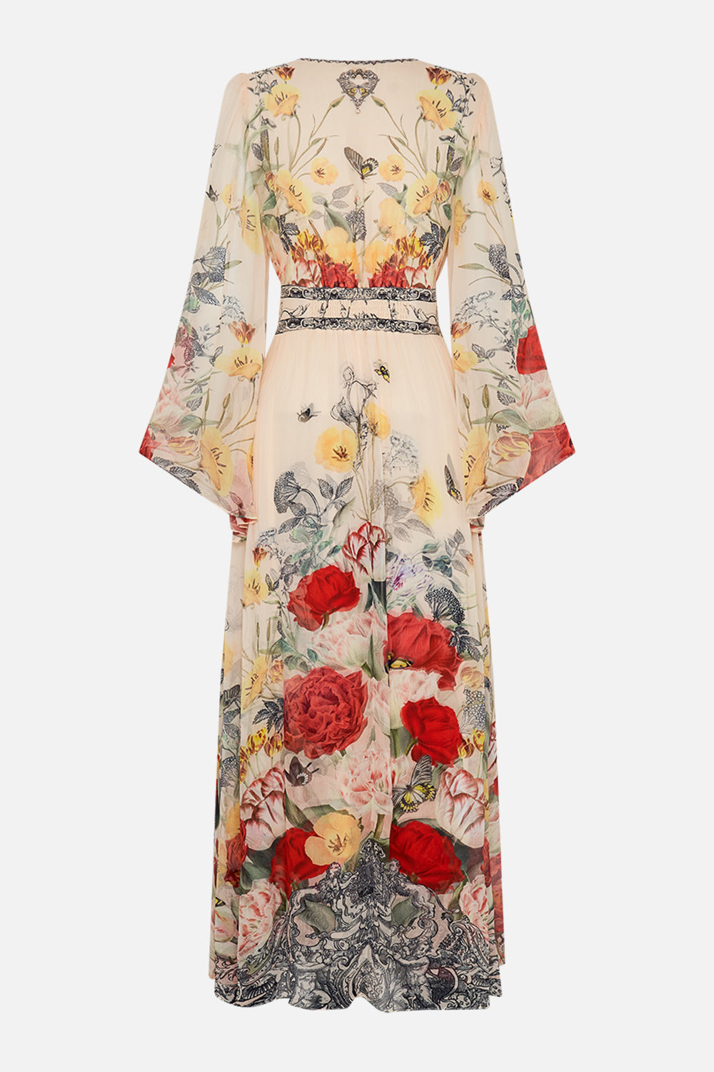 CAMILLA multi flared sleeve dress in Etched into Eternity