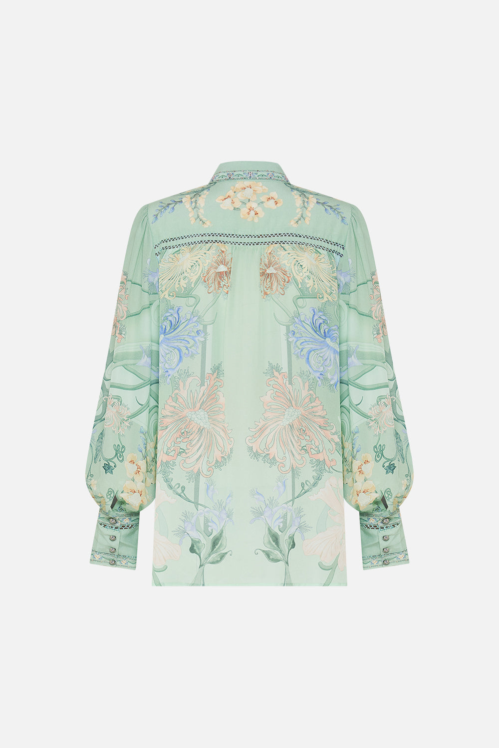 CAMILLA Floral Button Through Blouson Sleeve Blouse in Dreaming in Dutch