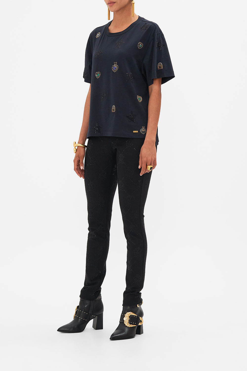 CAMILLA leopard embellished classic tee in Amsterglam prin