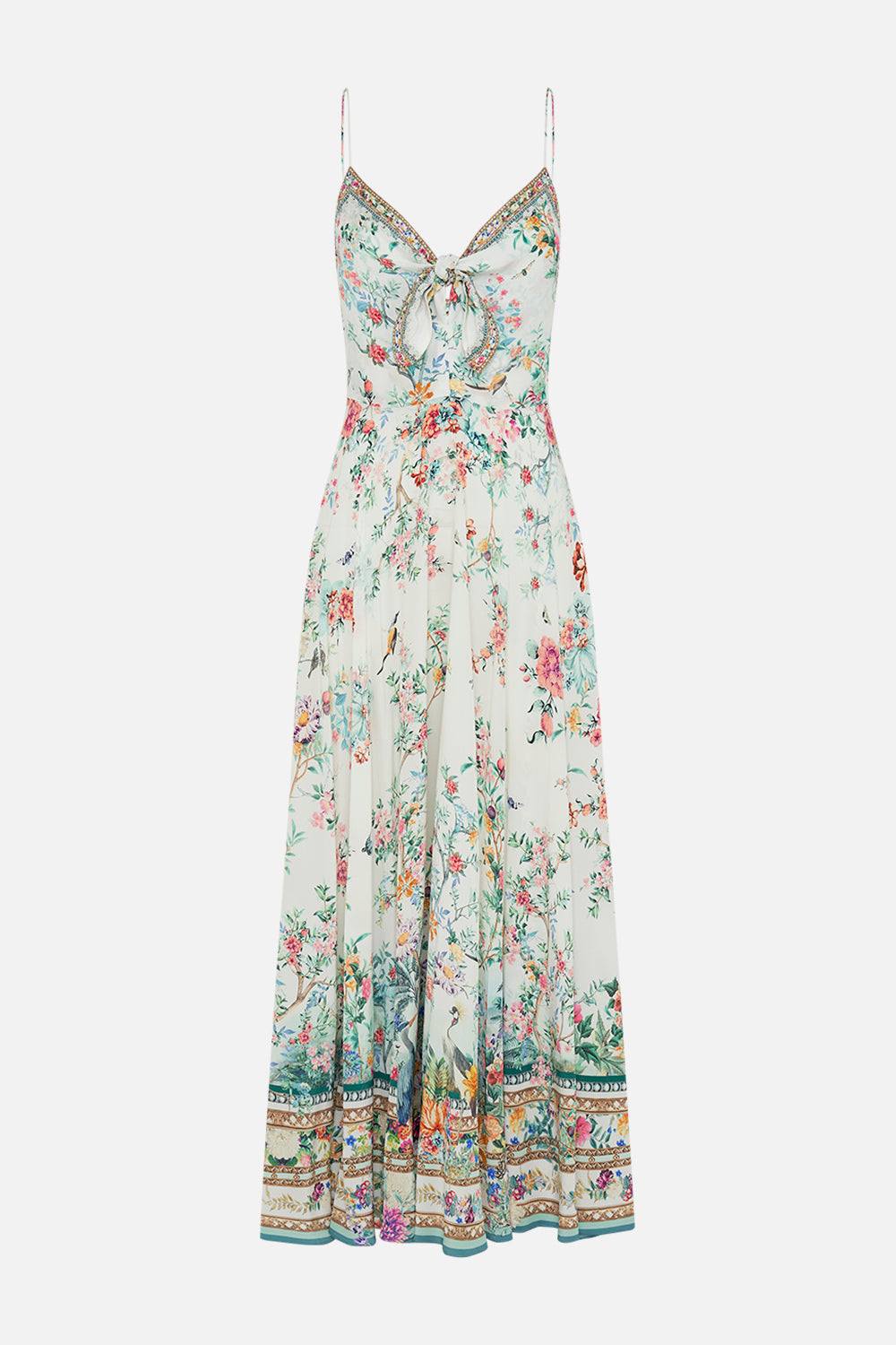 CAMILLA tie front maxi dress in Pluems and Parterres print