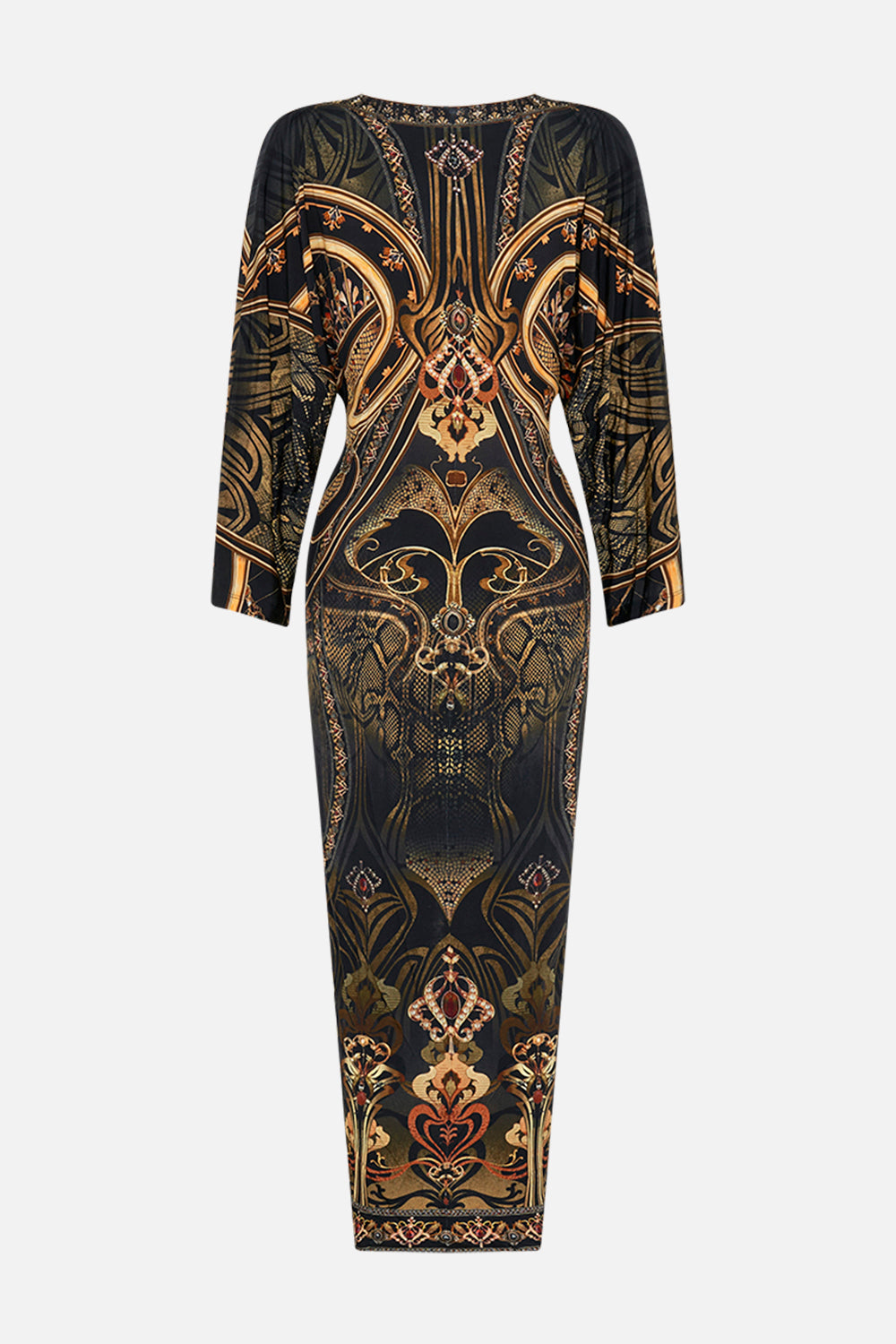 CAMILLA maxi dress in Nouveau Noir print