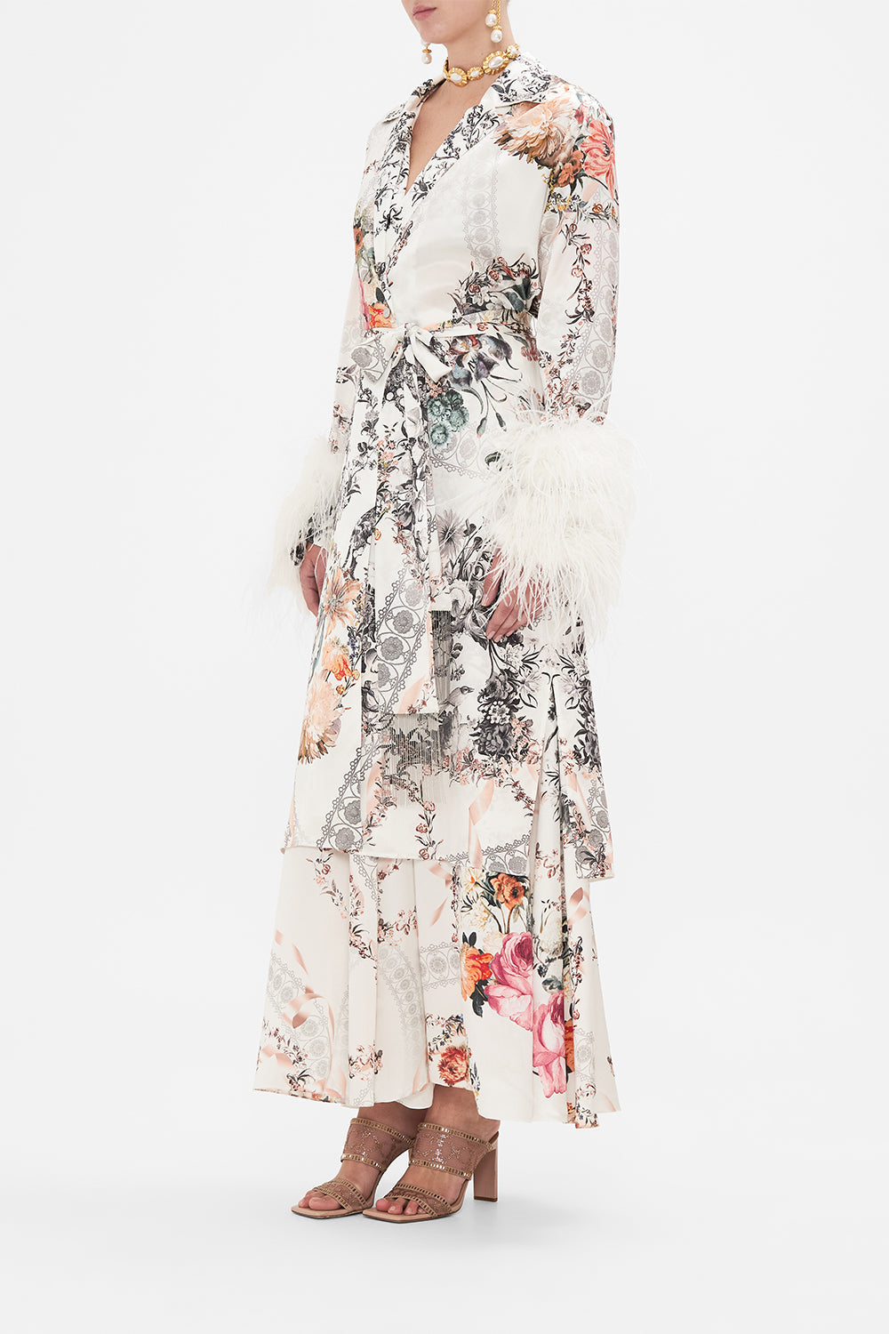The CAMILLA CUFFED SIDE SPLIT COAT A STILL LIFE in our  print.