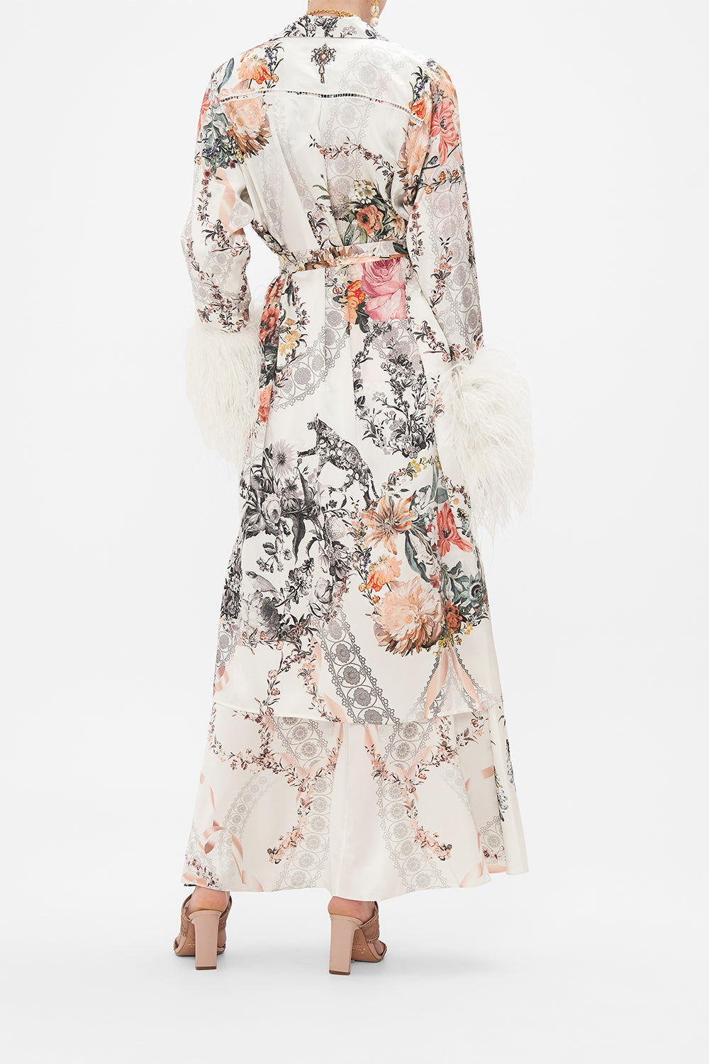 The CAMILLA CUFFED SIDE SPLIT COAT A STILL LIFE in our  print.
