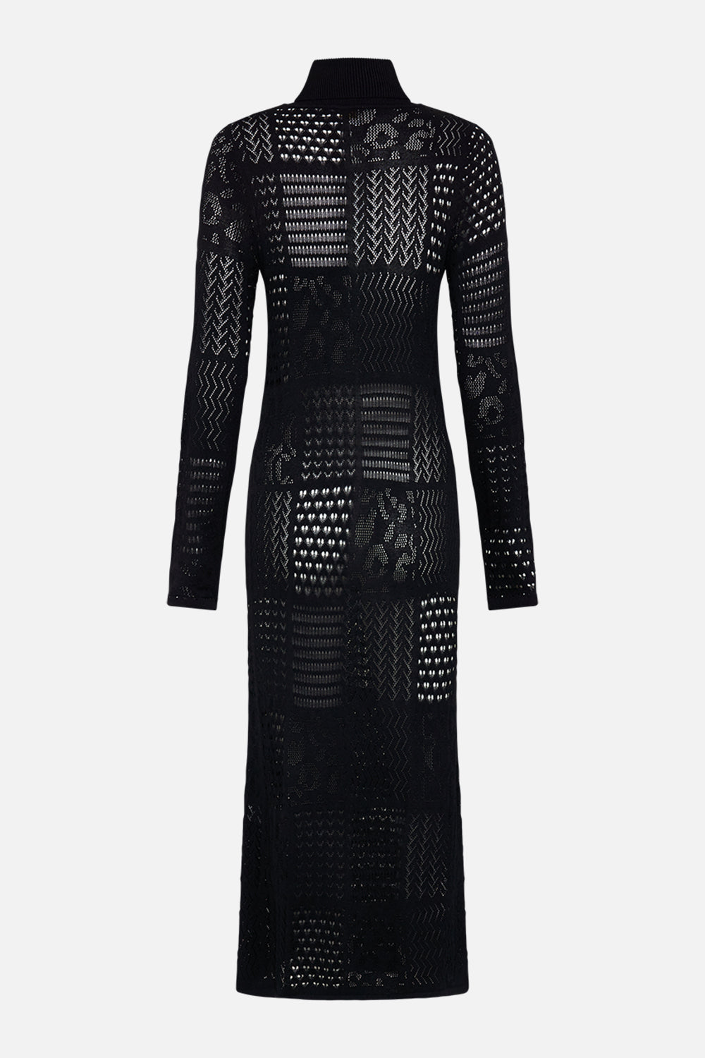 CAMILLA Floral Pointelle Turtle Neck Knit Dress in Stitched in Time