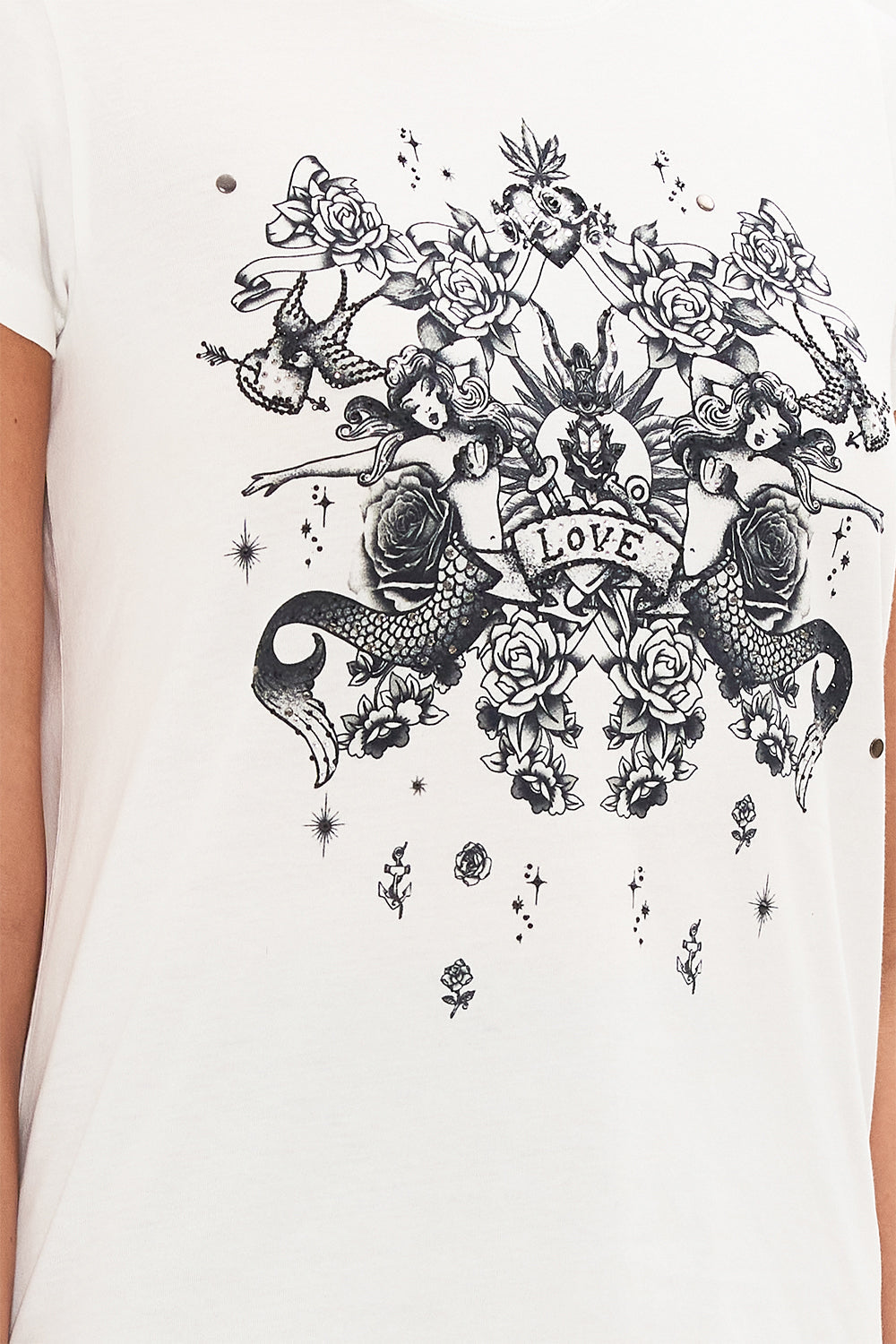SLIM FIT ROUND NECK T-SHIRT - WHITE TALES OF TATTOO