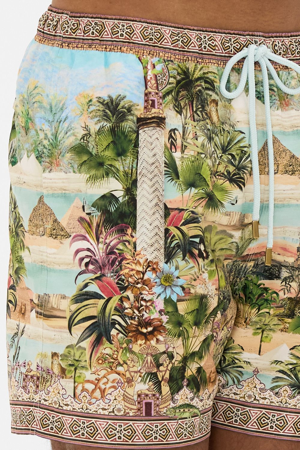 The CAMILLA SLEEVELESS TURTLE NECK CRYSTAL MESH DRESS MARK OF MEDUSA in our  print.