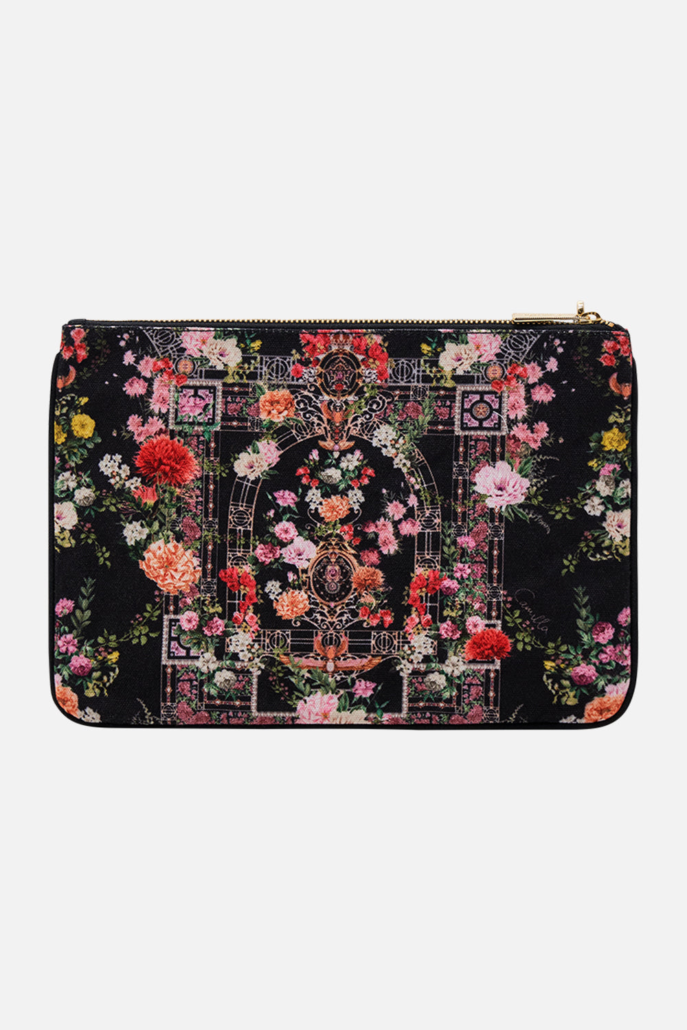 CAMILLA Small canvas clutch in Adorned in Alexandria print.