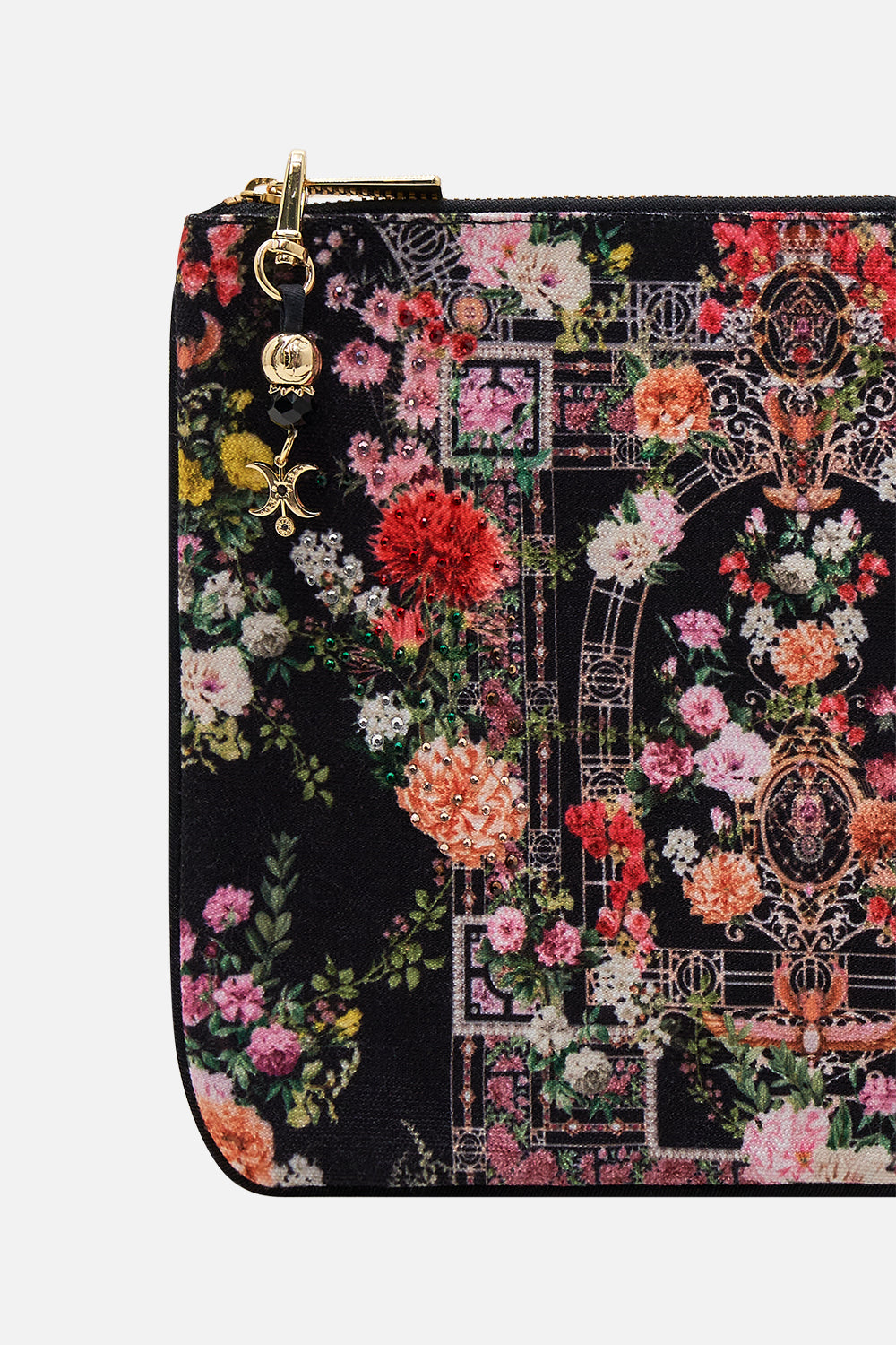 CAMILLA Small canvas clutch in Adorned in Alexandria print.