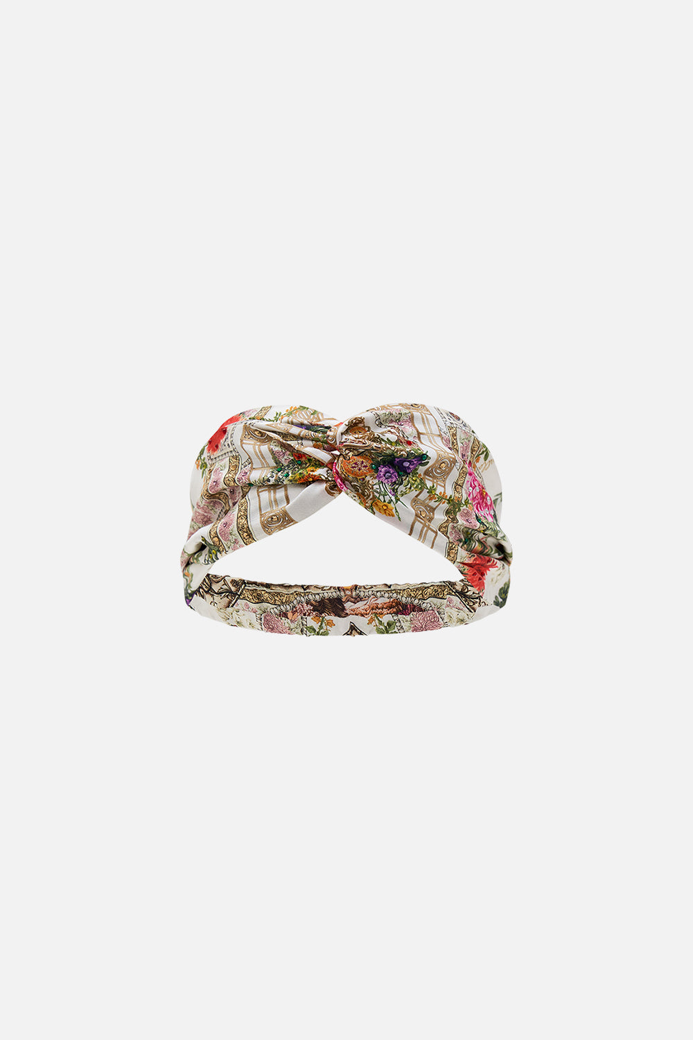 CAMILLA Woven twist headband in Egyptian rose print.