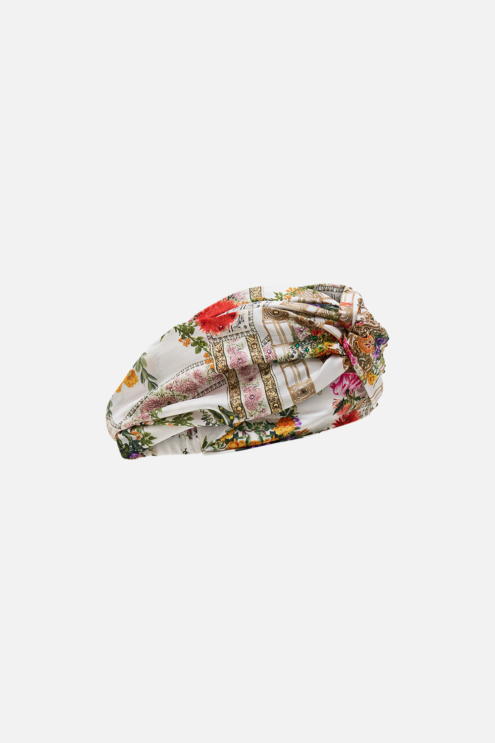 CAMILLA Woven twist headband in Egyptian rose print.