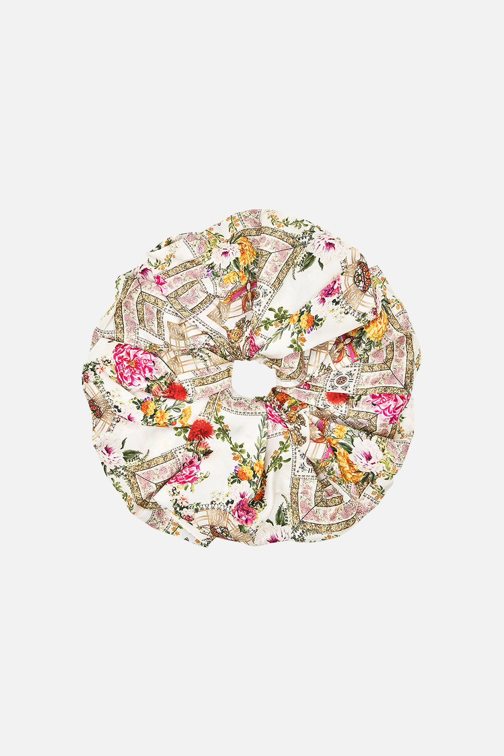 CAMILLA Oversized scrunchie in Egyptian rose print.