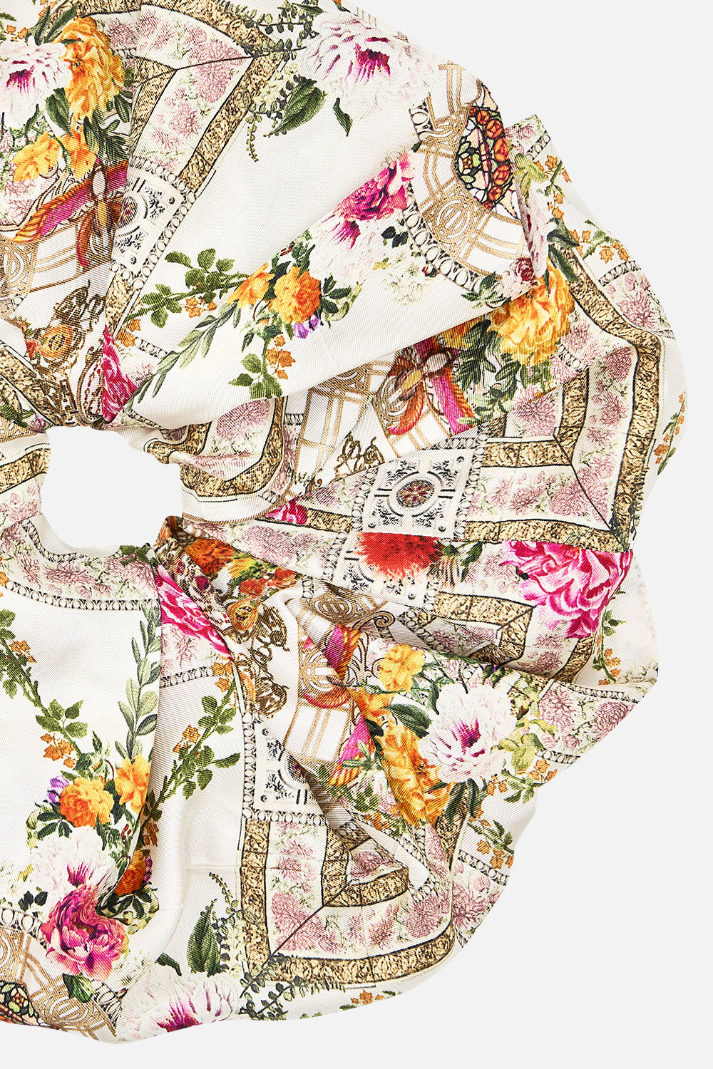 CAMILLA Oversized scrunchie in Egyptian rose print.