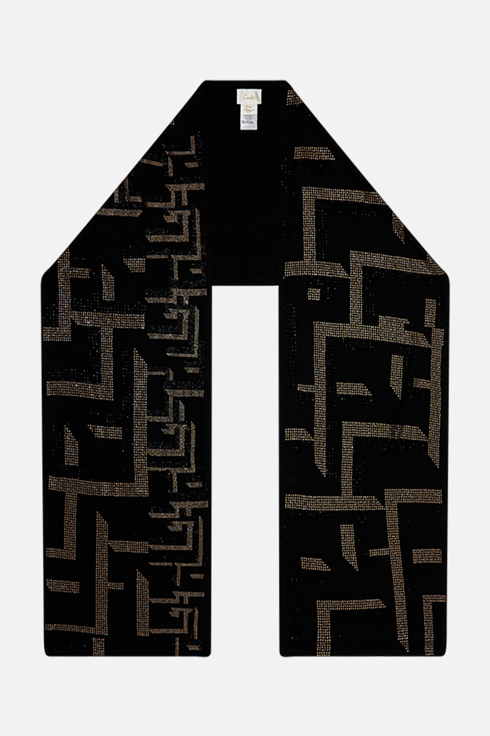 The CAMILLA SLEEVELESS KNIT TANK TOP CARTOUCHE KINGDOM in our  print.