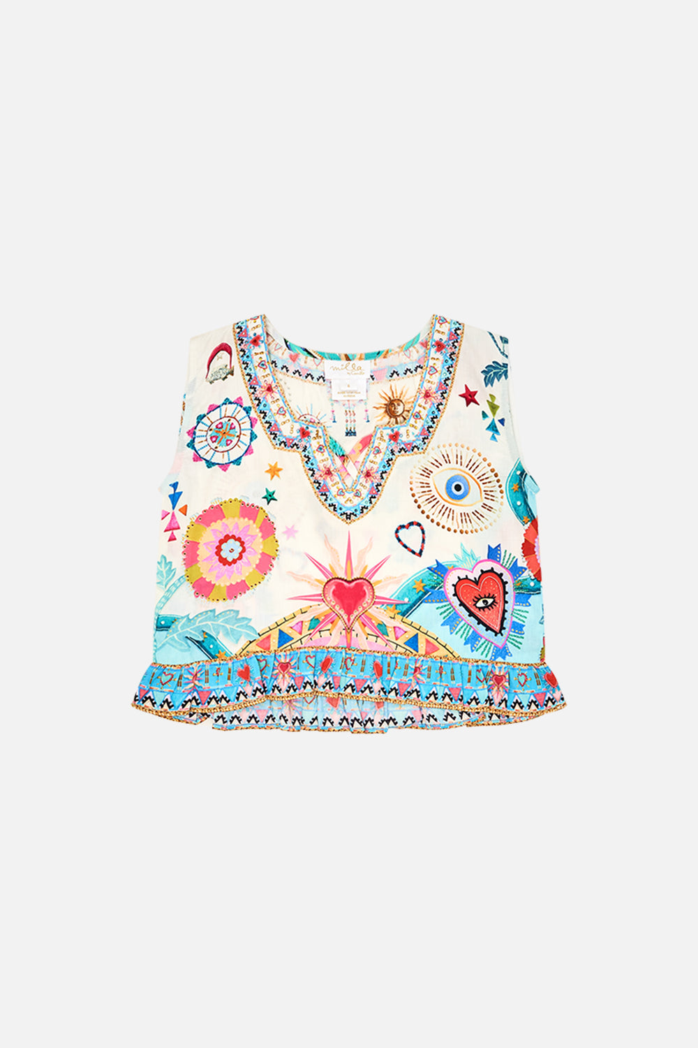 The CAMILLA STRETCH MESH KAFTAN WITH TRIM ERA OF EMPIRES in our  print.