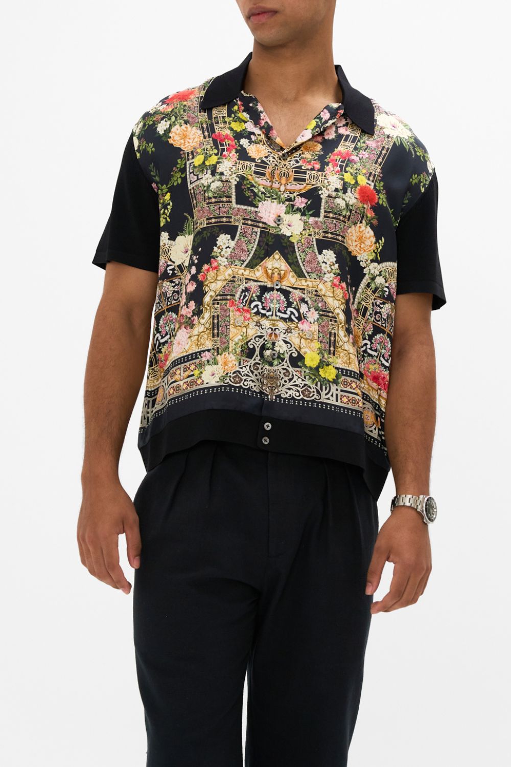 CAMILLA Knit Sleeve Shirt in Adorned in Alexandria print