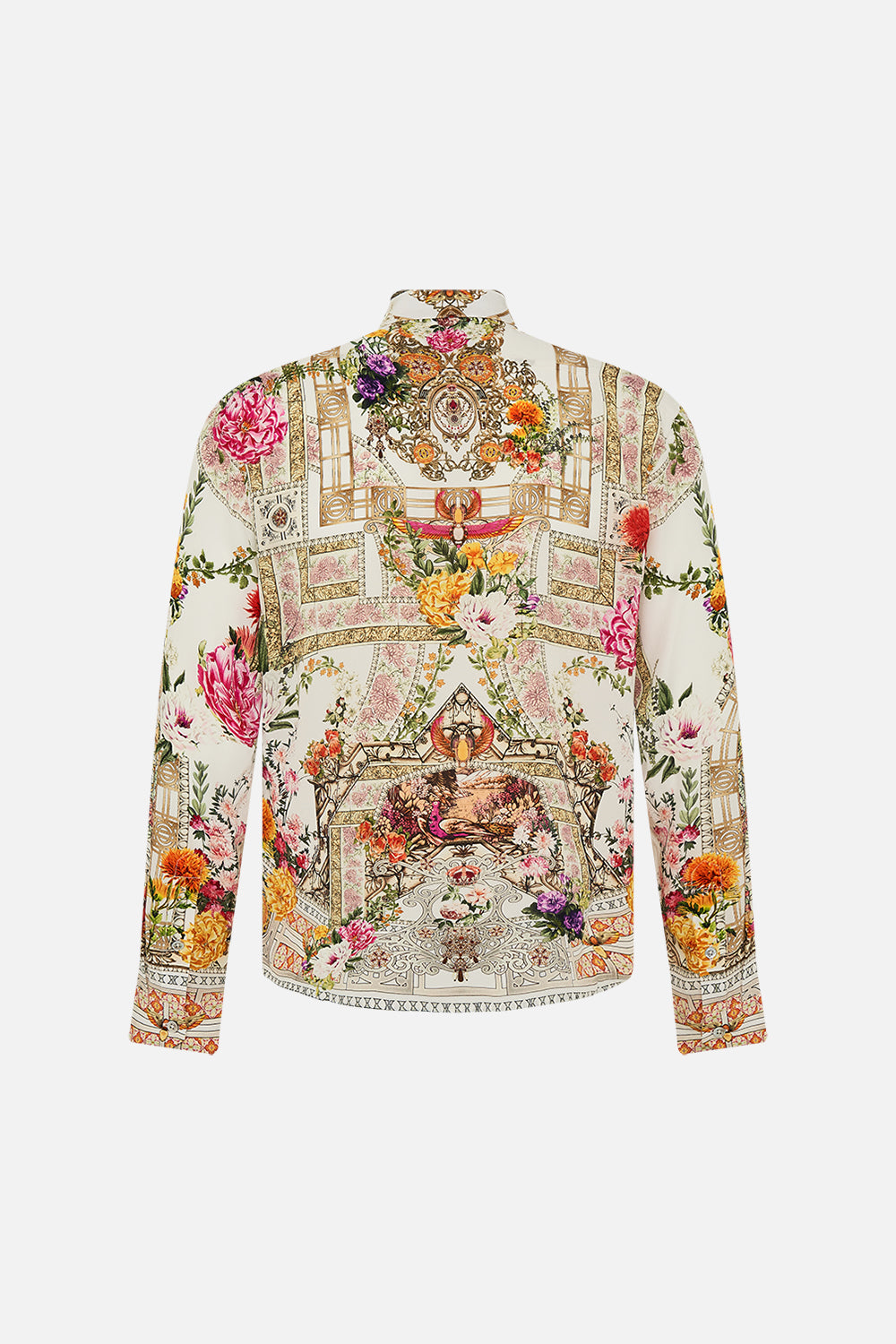CAMILLA Collared Long Sleeve Shirt in Egyptian Rose print. 