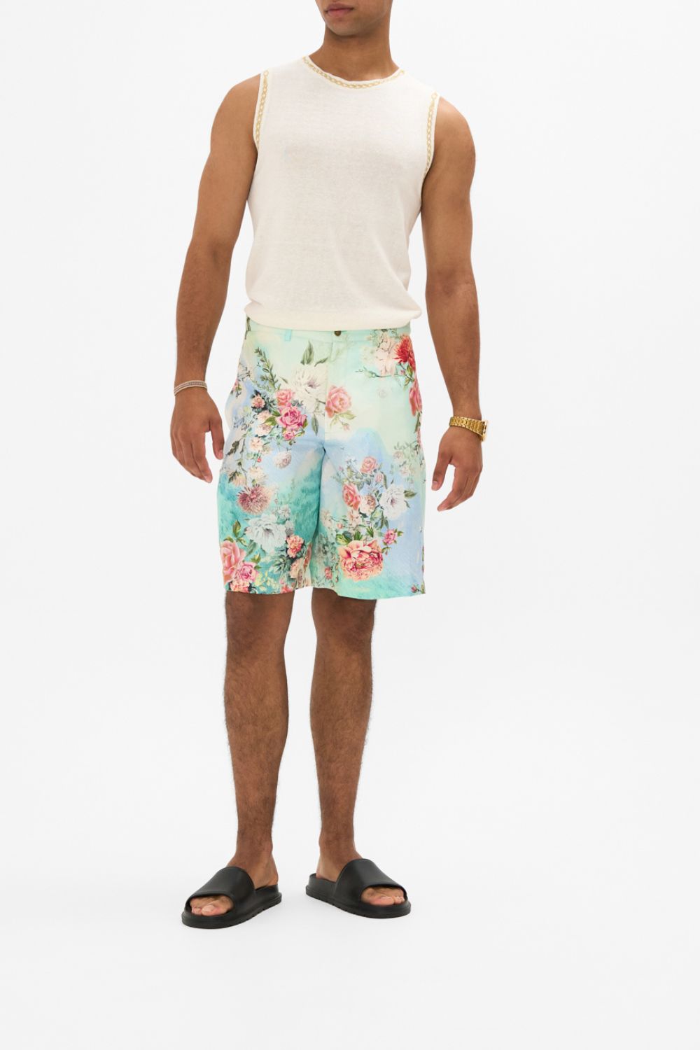 CAMILLA Fixed Waist Mid Length Walk Short in The Jewellery Museum print. 