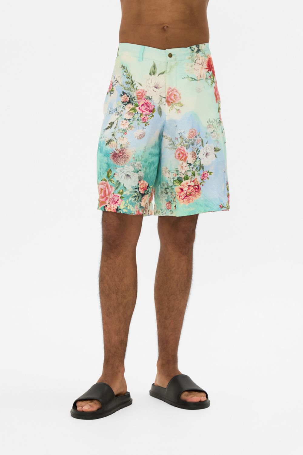 The CAMILLA V NECK HARDWARE DRESS WITH NECK TIE ERA OF EMPIRES in our  print.