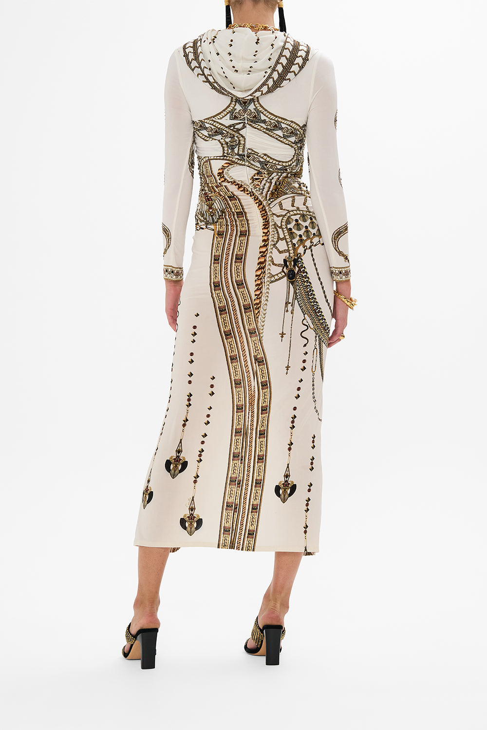 TWIST FRONT JERSEY HOODED DRESS GODDESS ENERGY