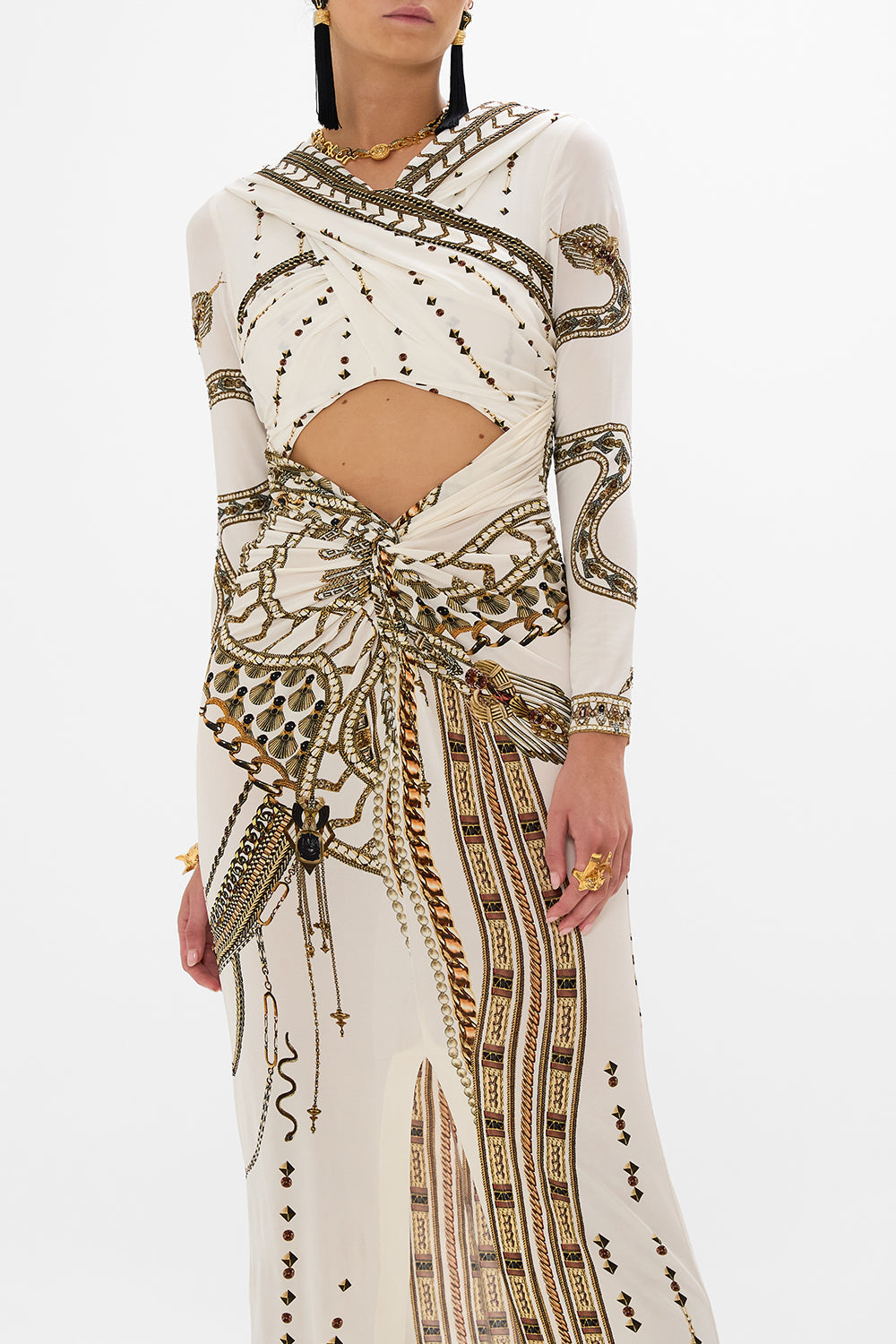 TWIST FRONT JERSEY HOODED DRESS GODDESS ENERGY