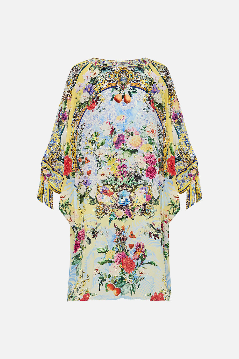 TIE SLEEVE SHORT V NECK KAFTAN FLOR FANTÁSTICA