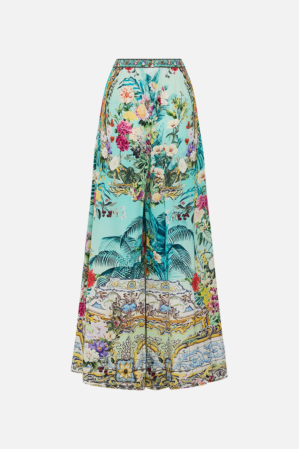 The CAMILLA SKIRT WITH SHAPED SEAM TOTALLY OZMOPOLITAN in our TOTALLY OZMOPOLITAN print.