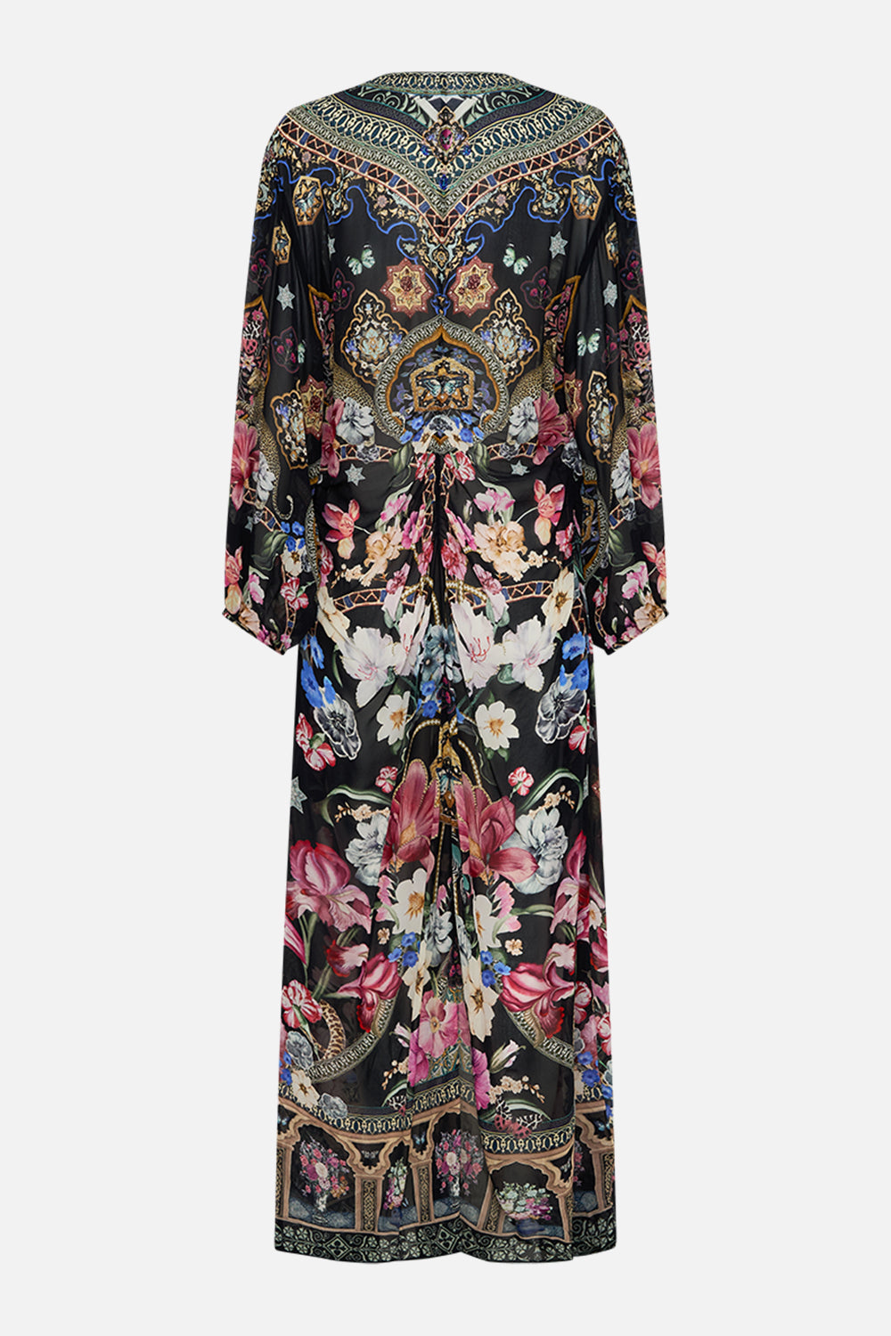 TIE FRONT BLOUSON SLEEVE LAYER MIDNIGHT IN MONSERRATE