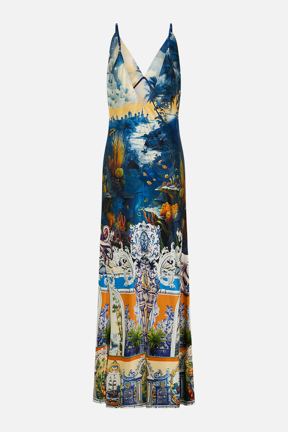 The CAMILLA BOW NECKSCARF SALTY SPLENDOUR in our SALTY SPLENDOUR print.