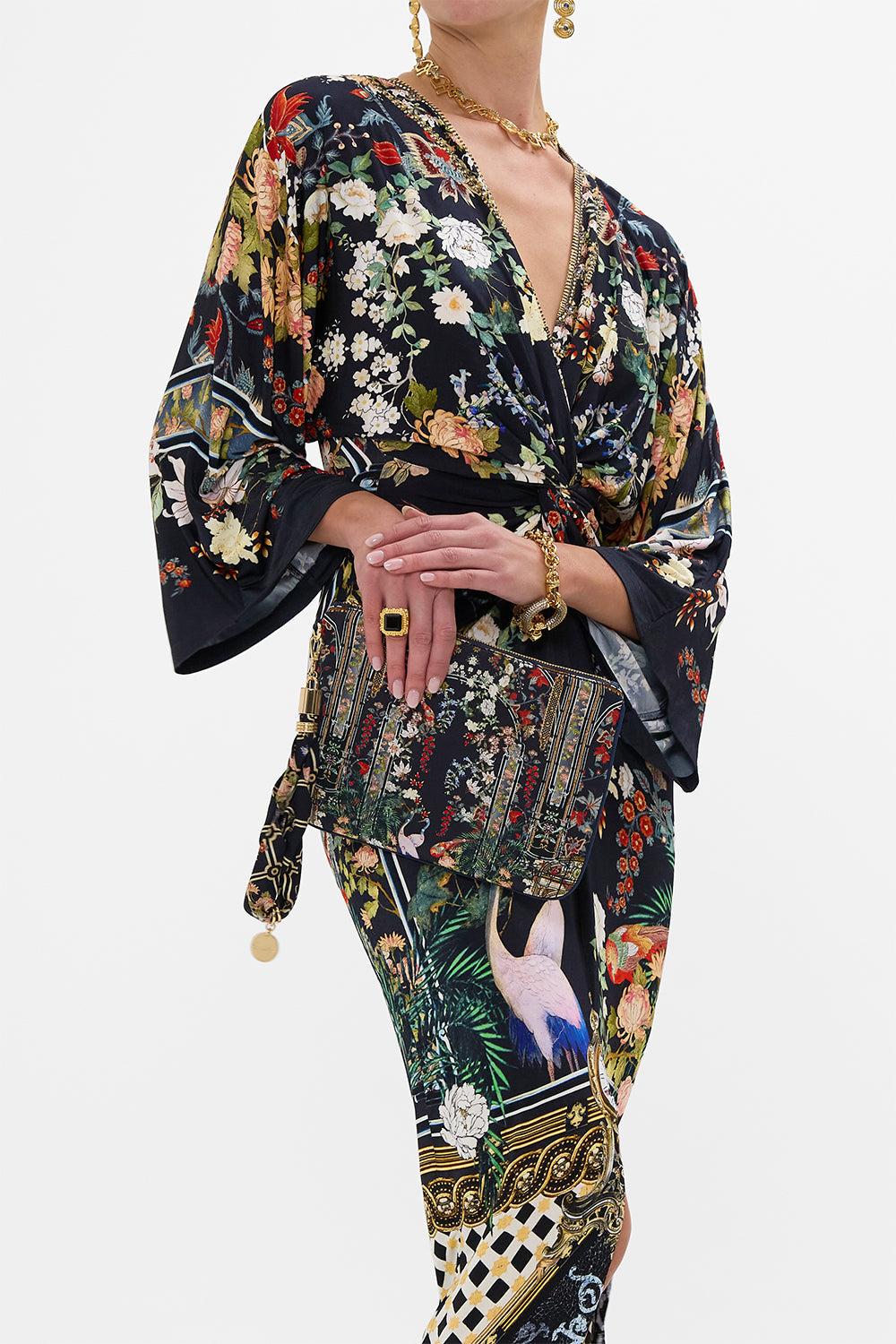 The CAMILLA EMBELLISHED MINI TOTE MONARCHY MANIA in our  print.