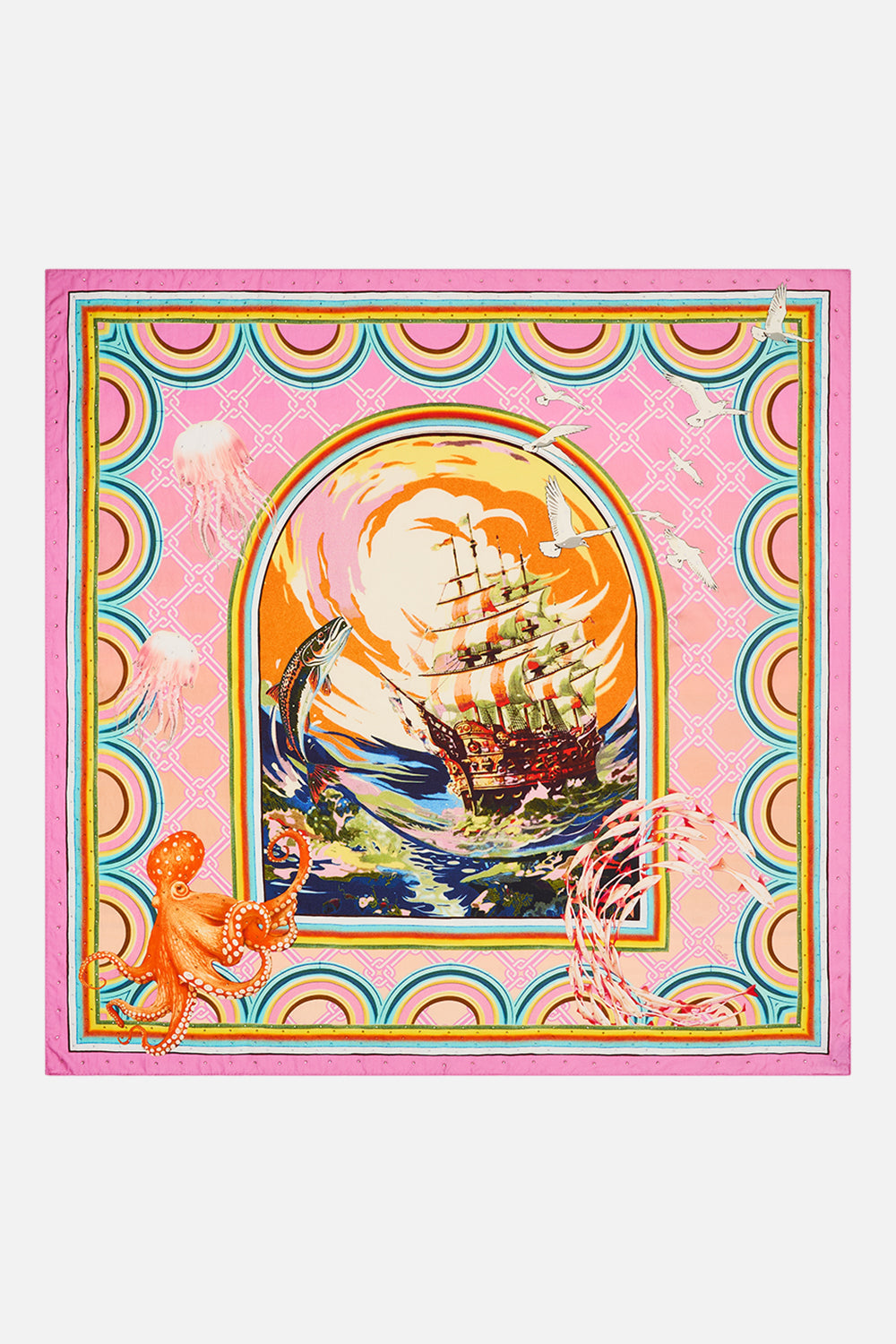 The CAMILLA SMALL CANVAS CLUTCH PINK PORTO in our  print.