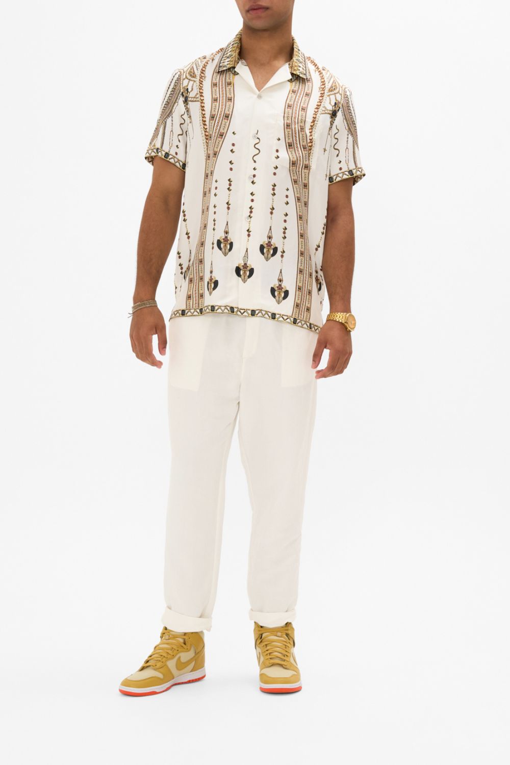 The CAMILLA TUCK FRONT SHORT WITH BELT LIVING IN COLOUR in our  print.