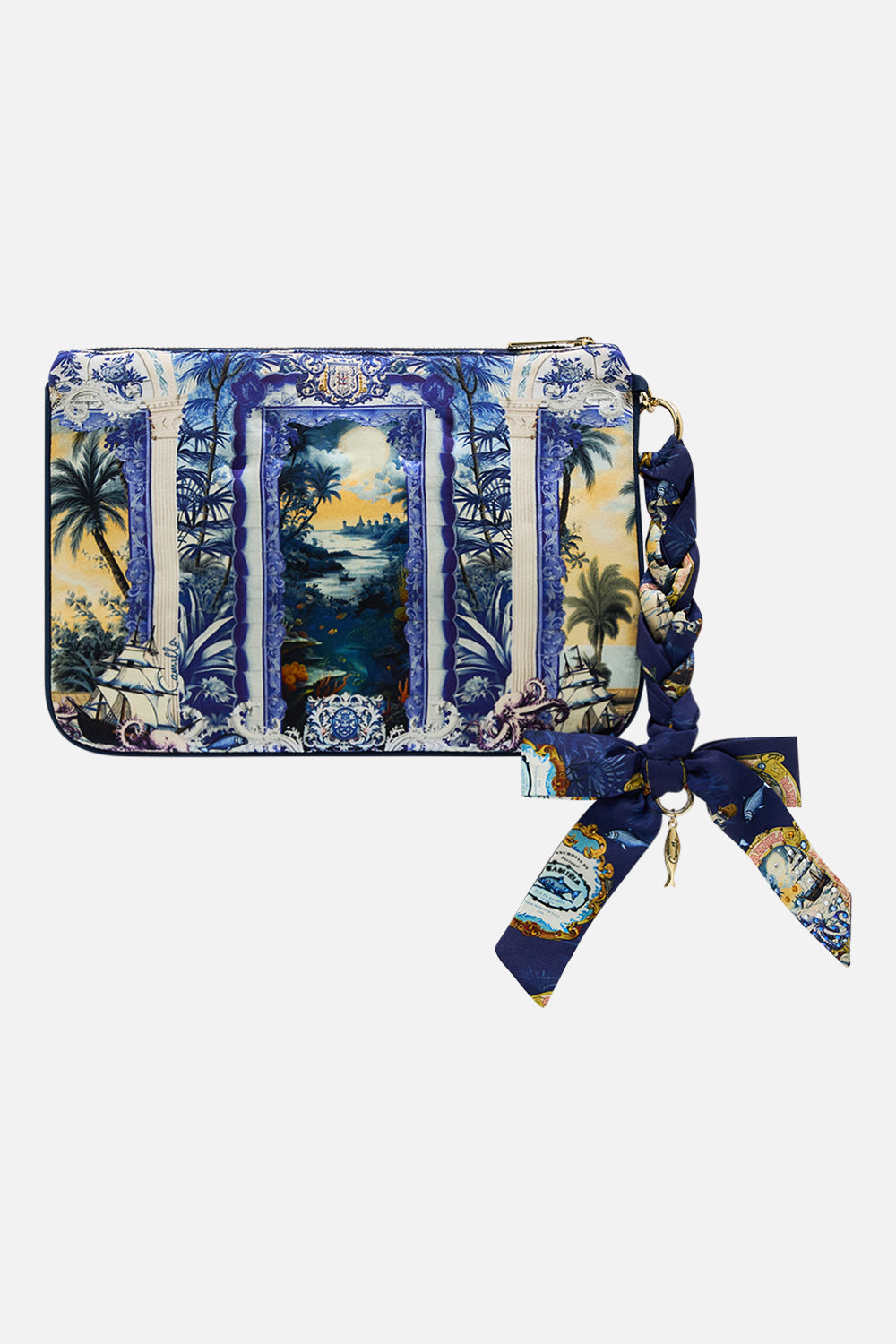 The CAMILLA BLOUSON SLEEVE BLOUSE WITH BUTTON COLLAR PERFUMED IN PORTO in our  print.
