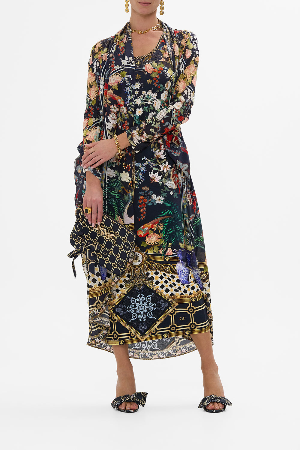 The CAMILLA LONG SLEEVE OVERSIZED SHIRT FOLK AFLOAT in our  print.