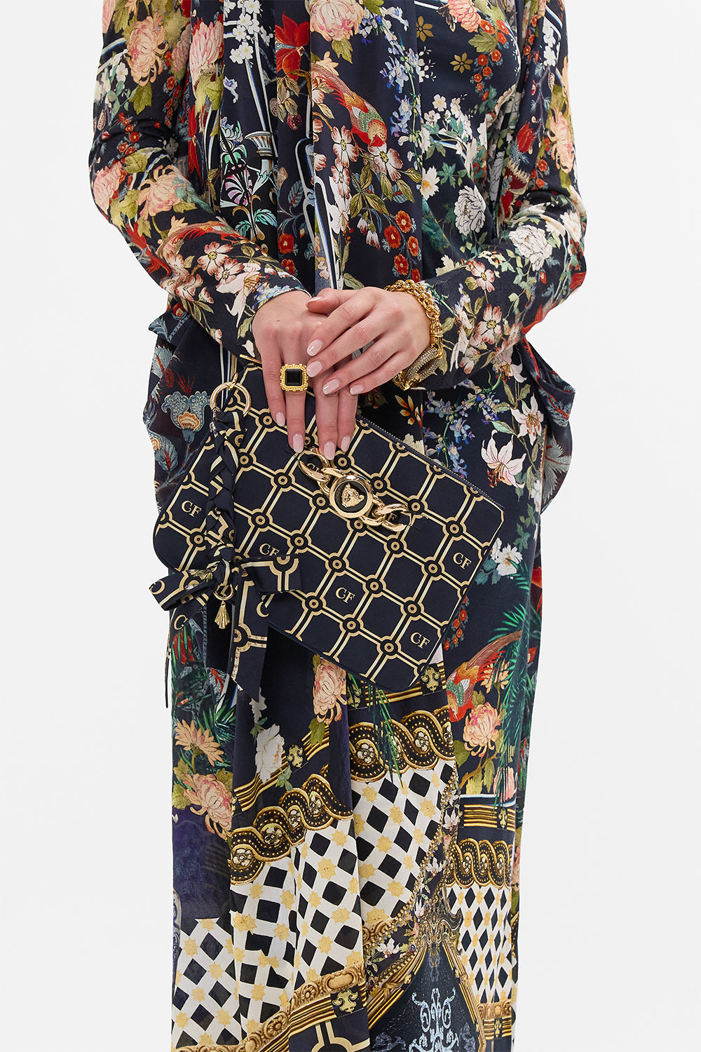 The CAMILLA LONG SLEEVE OVERSIZED SHIRT FOLK AFLOAT in our  print.
