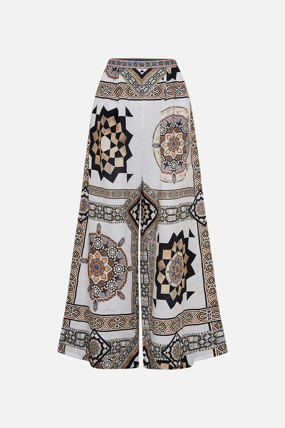 CAMILLA Tuck Front Pant in Tile Style Print.