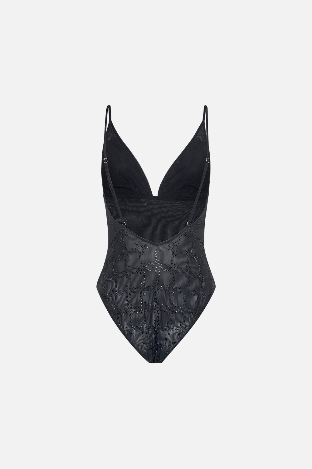 CAMILLA mesh bodysuit in black 