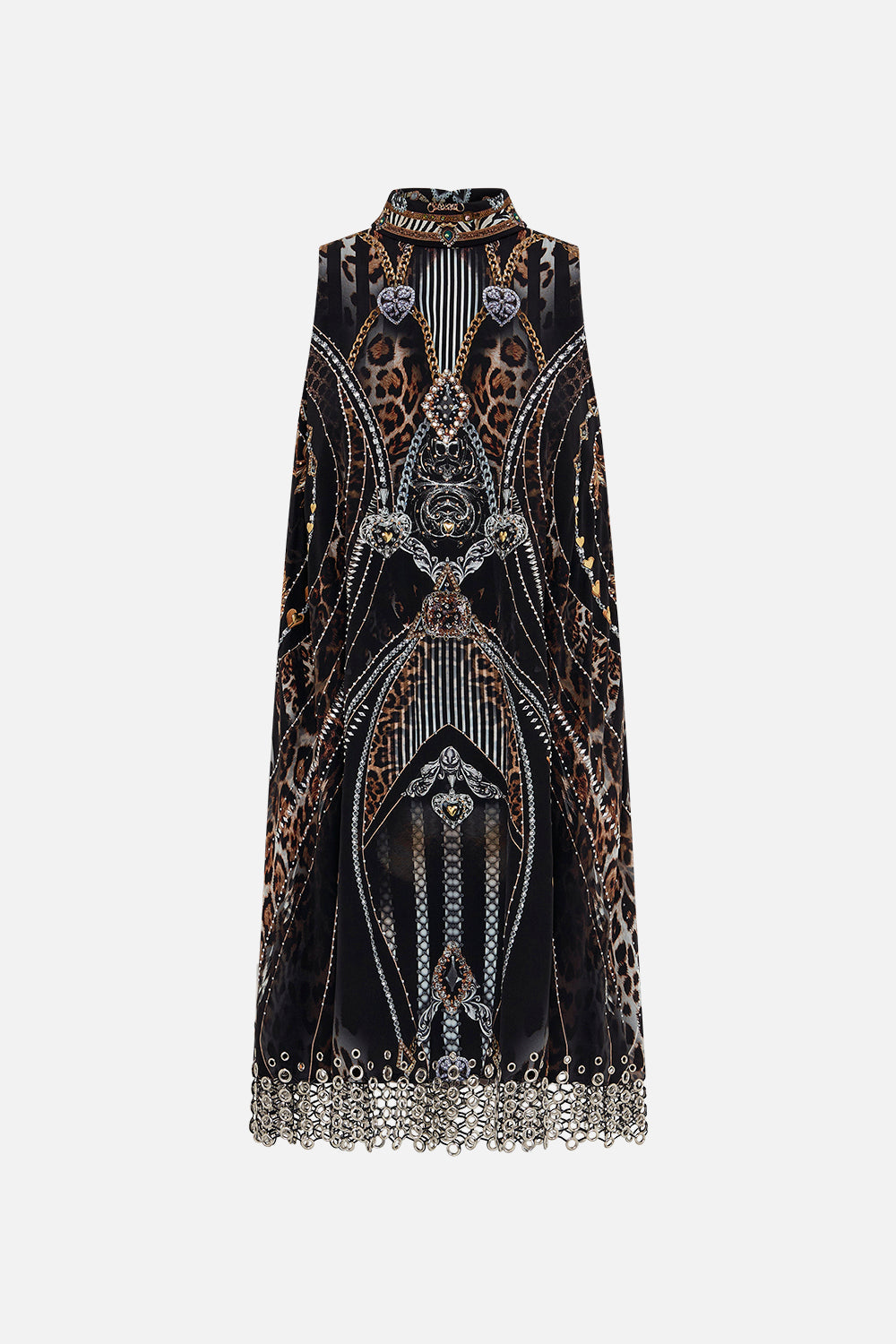 Product view of CAMILLA silk shift dress in Chaos In The Cosmos animal print