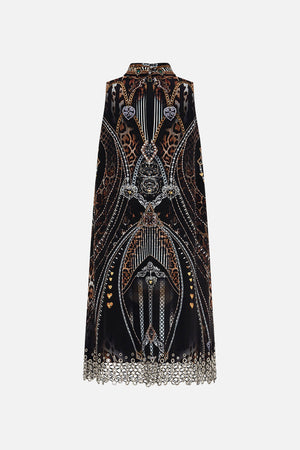 Back product view of CAMILLA silk shift dress in Chaos In The Cosmos animal print