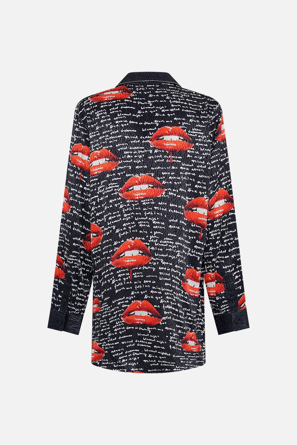 Back product view of CAMILLA black blazer in Chaos Magic print 