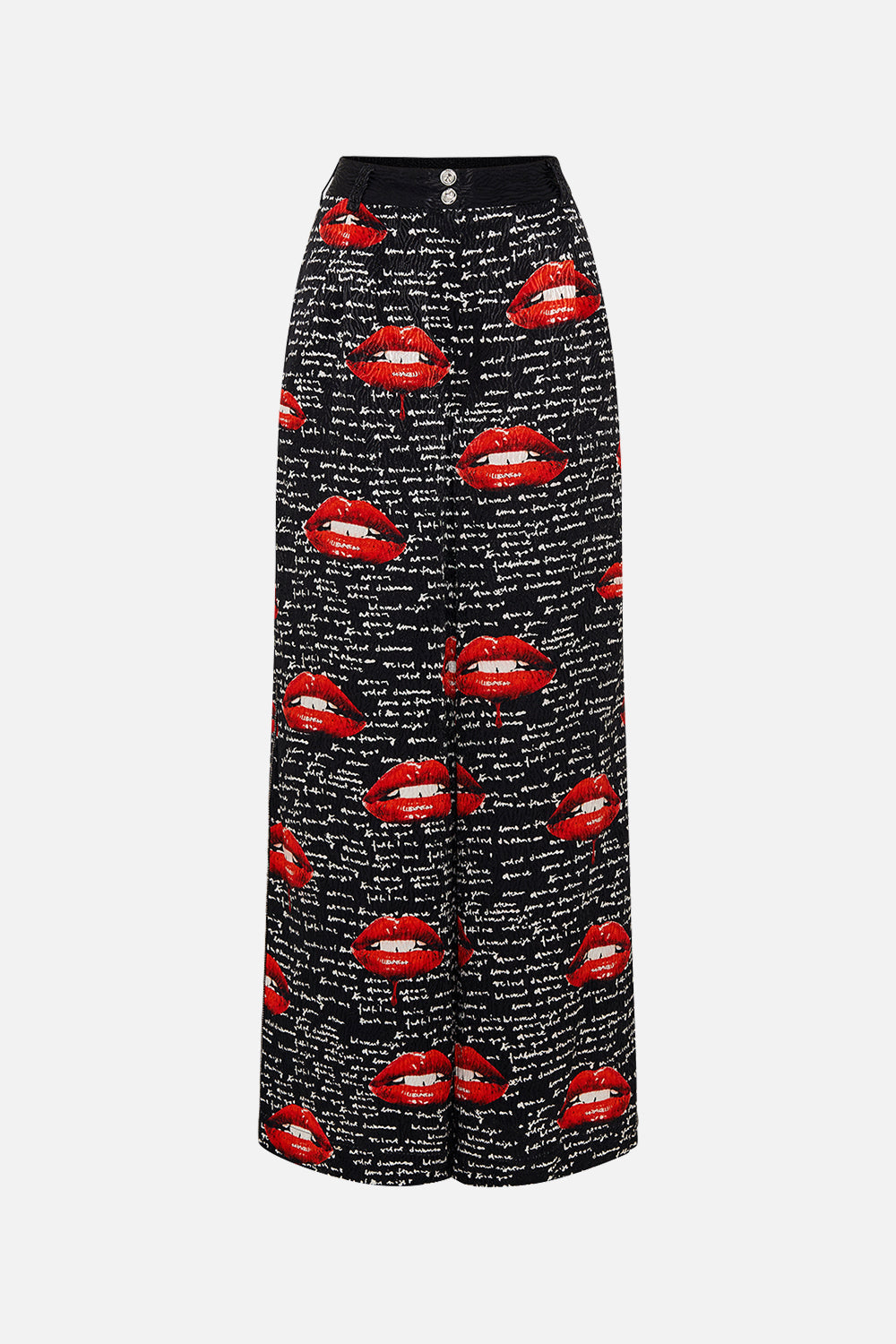 Product view of CAMILLA palazzo pants in black Chaos Magic  print