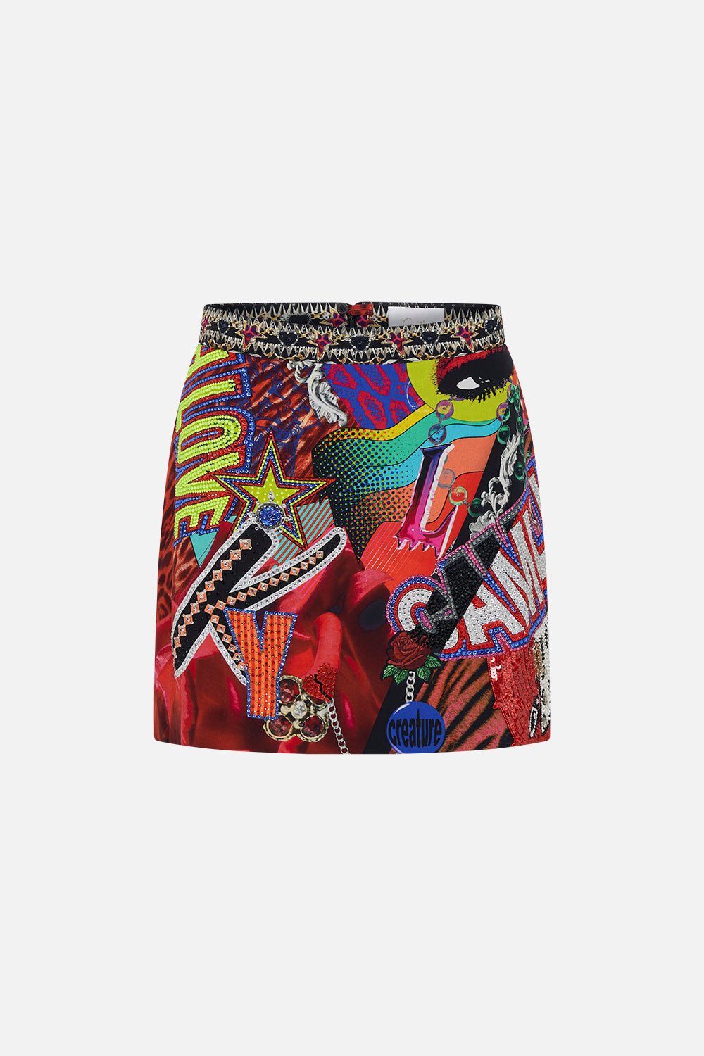 Product view CAMILLA silk mini skirt in multicoloured Radical Rebirth print