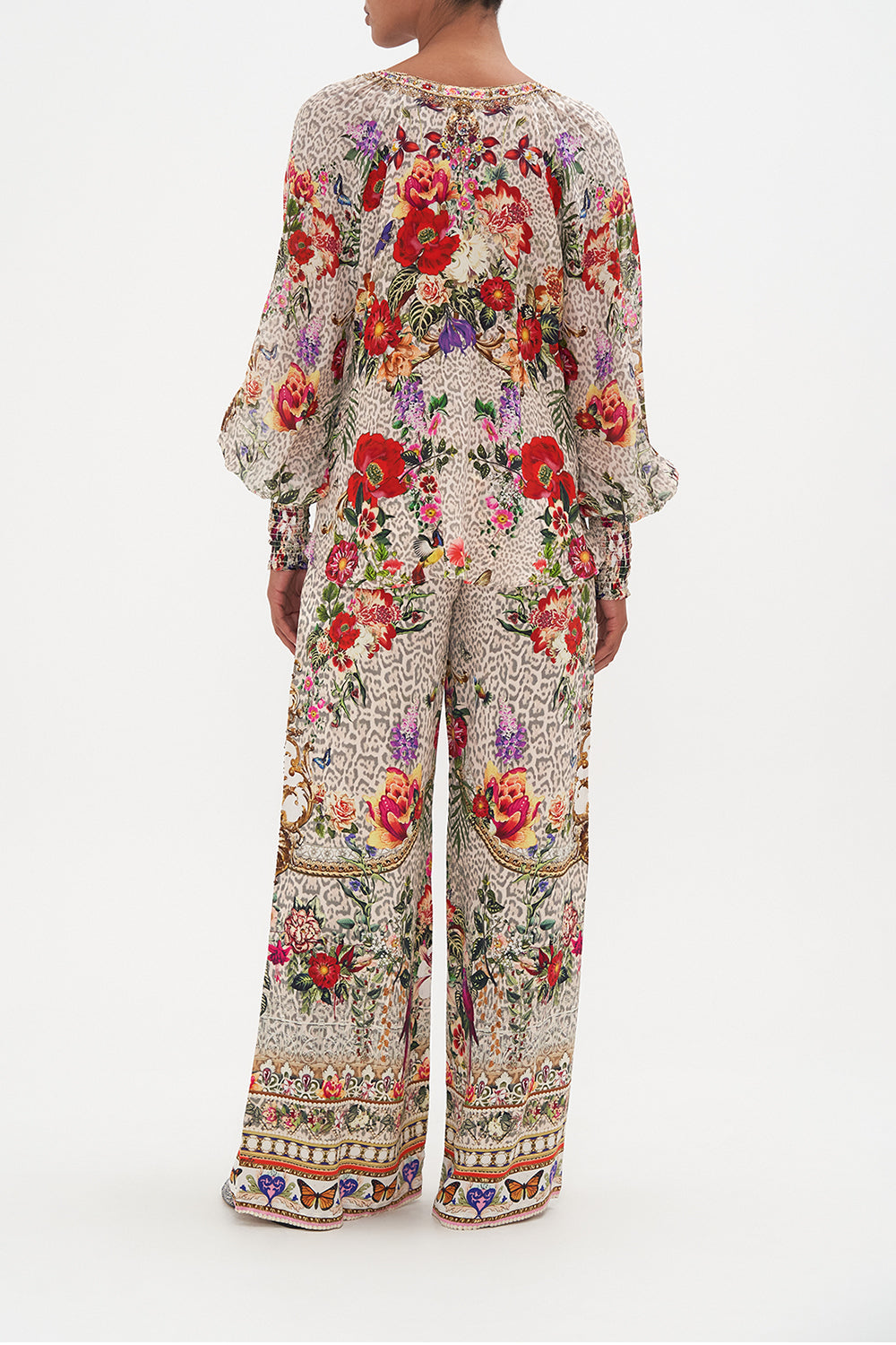 SHIRRED CUFF BLOUSE LEOS BOUQUET