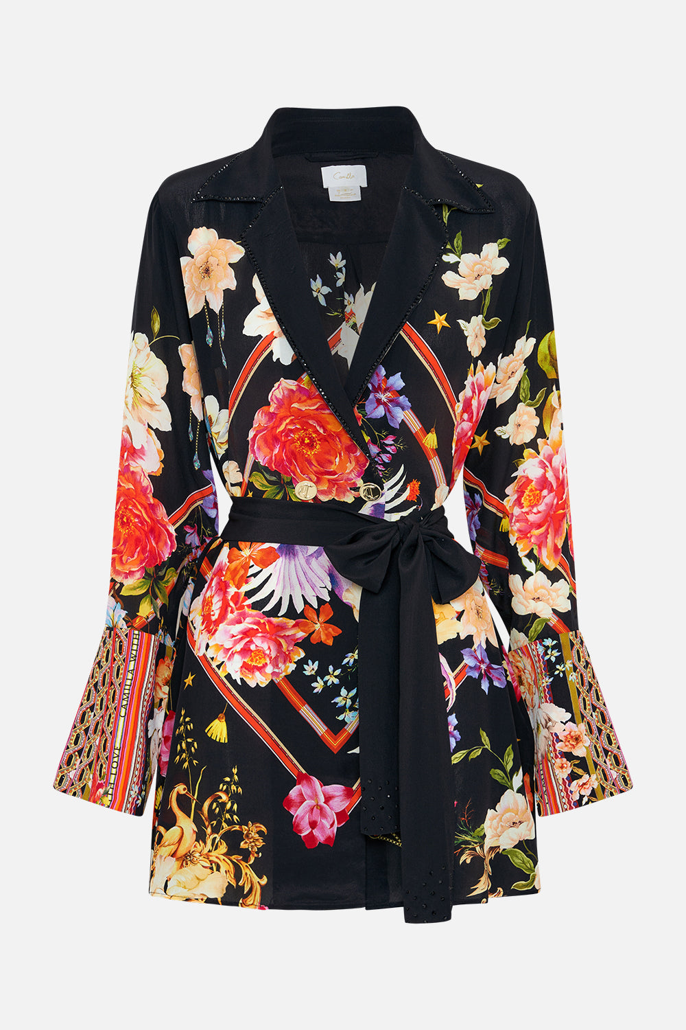 Product view of CAMILLA  silk jacket in Secret History floral print