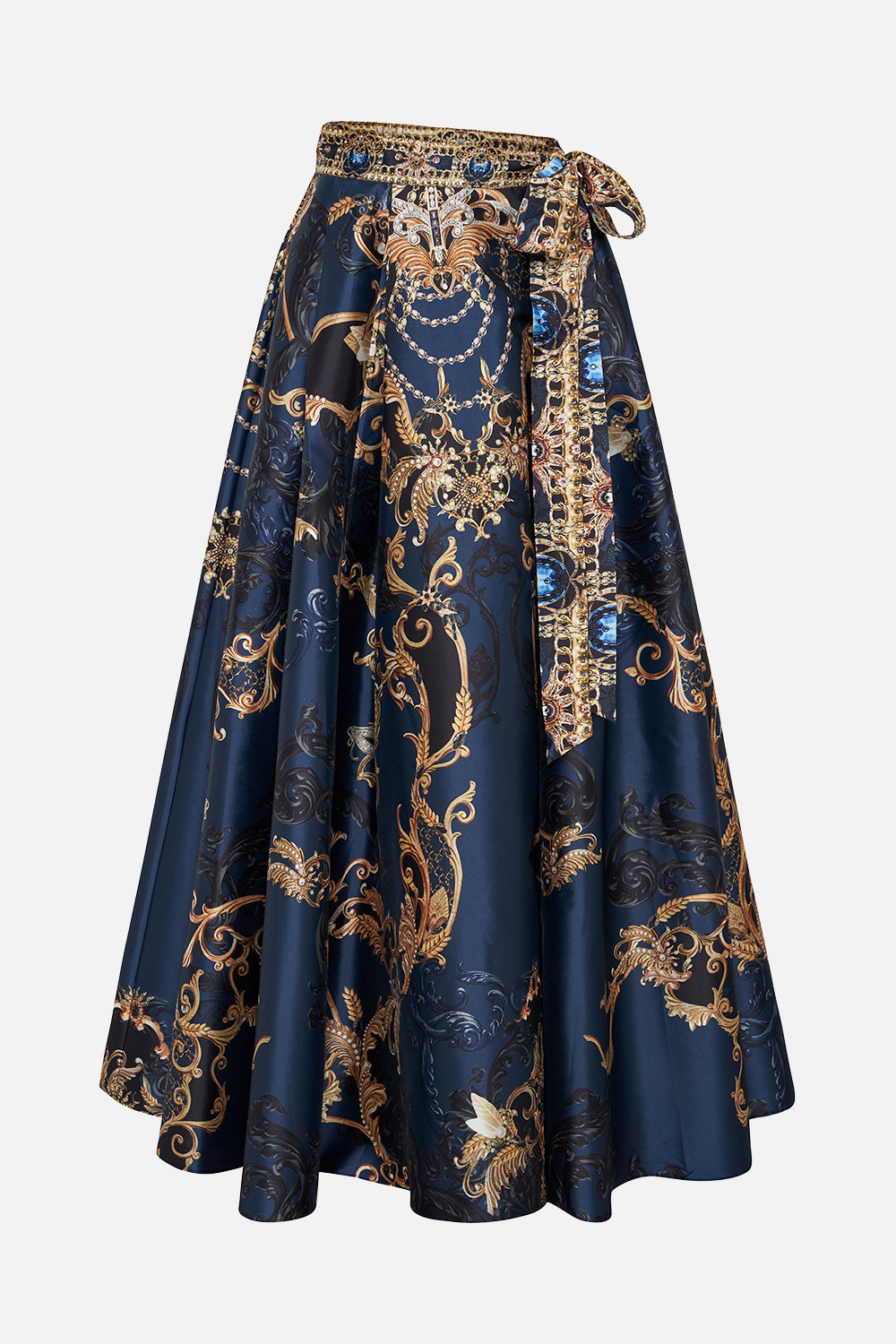 Product view of CAMILLA taffeta maxi skirt in Moonlight Melodies print