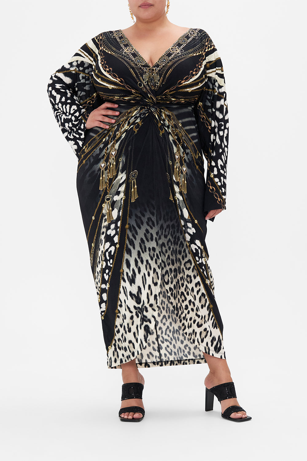 LONG SPLIT FRONT TWIST DRESS UNTAMED ROYALTY